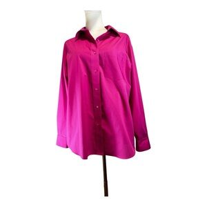 Foxcroft Wrinkle-Free Button Down Shirt - Vibrant Magenta Pink - Size 12